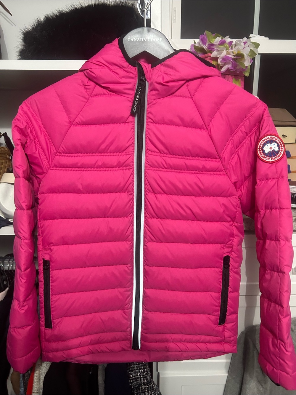 Canada Goose Kids Hooded Puffer Jacket in Hot Pink- Almost Brand New w/ dustbag